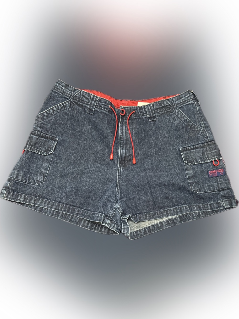 Jordache Indigo Denim-Style Shorts with Red Drawstring